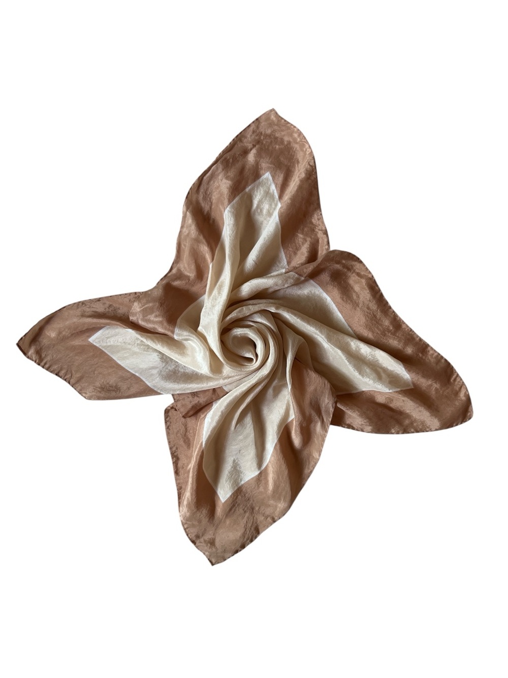 Vintage Silk Square Scarf in Champagne and Taupe